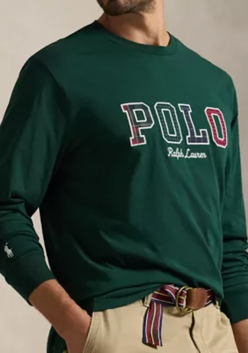 Big & Tall Plaid-Logo Jersey T-Shirt