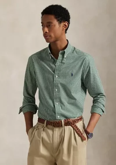 Classic Fit Gingham Stretch Poplin Shirt