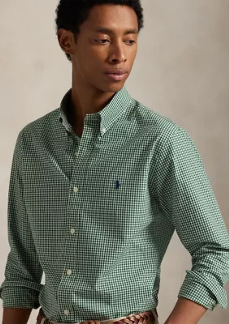 Classic Fit Gingham Stretch Poplin Shirt