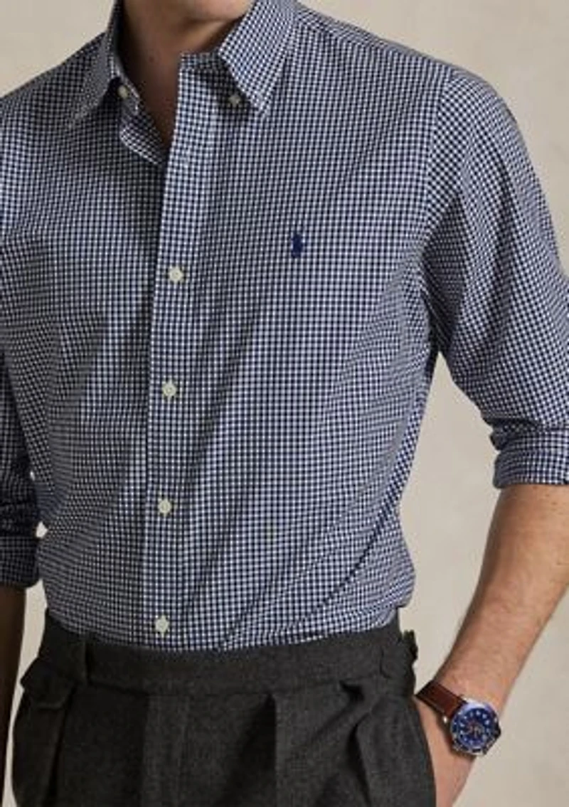 Classic Fit Gingham Stretch Poplin Shirt