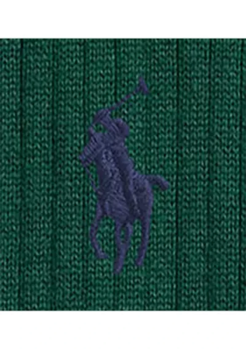 Rib-Knit Cotton Polo-Collar Sweater