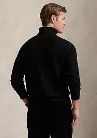 Waffle-Knit Fleece Turtleneck