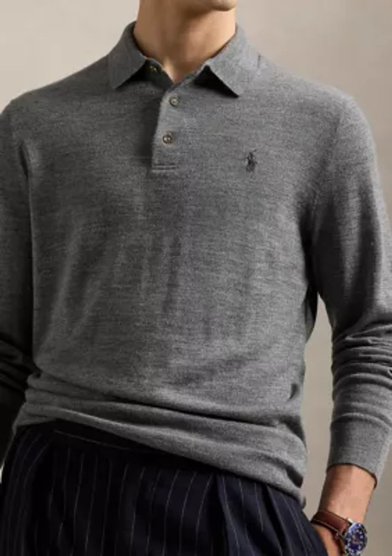 Wool Polo-Collar Sweater