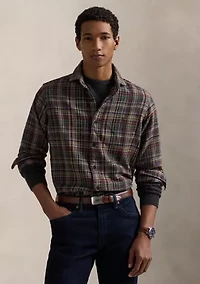 Classic Fit Plaid Brushed Flannel Shirt