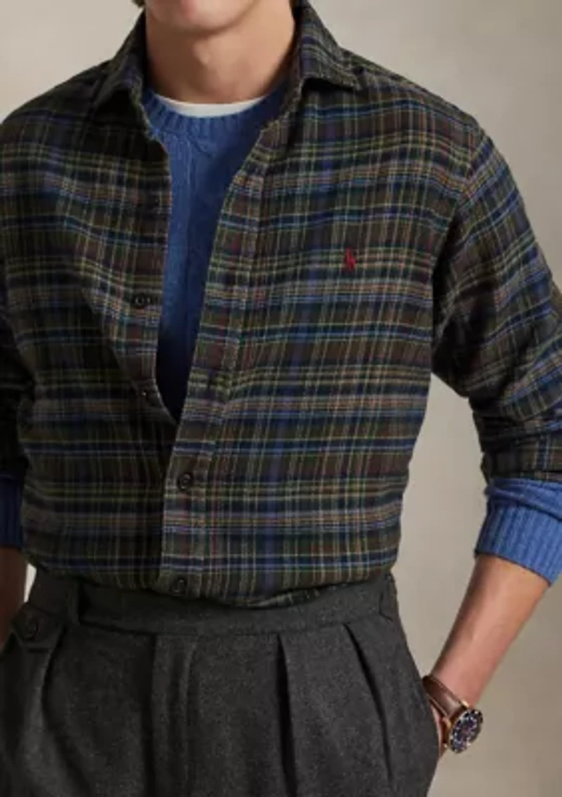 Classic Fit Plaid Brushed Flannel Shirt