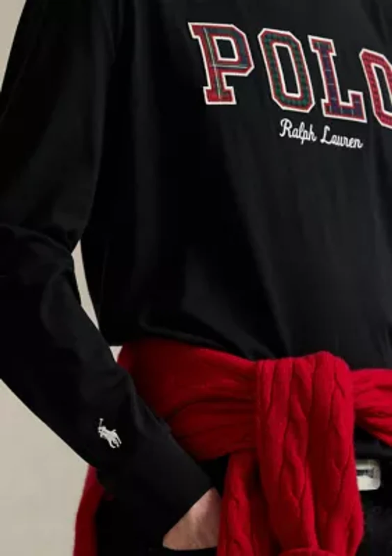 Men's Classic Fit Plaid-Logo Jersey T-Shirt