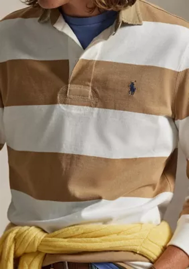 Men's Classic Fit Khaki-Collar Rugby Shirt