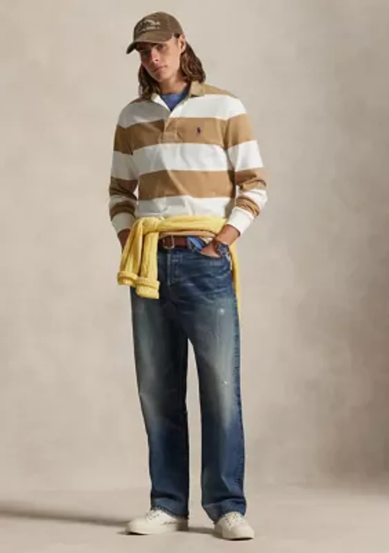 Men's Classic Fit Khaki-Collar Rugby Shirt