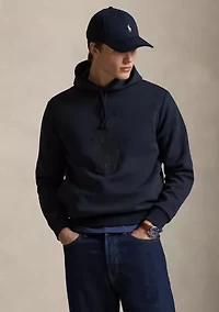 Men's Leather-Pony Double-Knit Hoodie