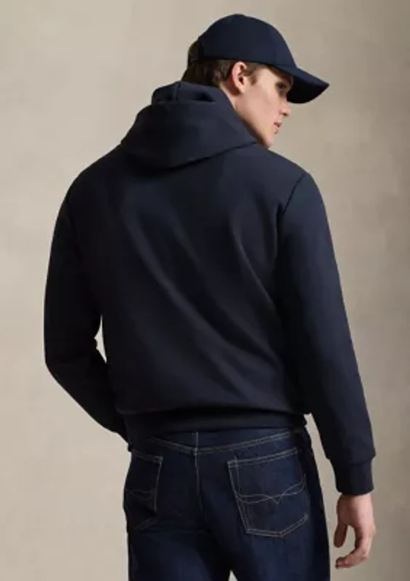 Men's Leather-Pony Double-Knit Hoodie