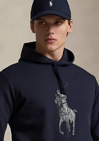 Men's Leather-Pony Double-Knit Hoodie