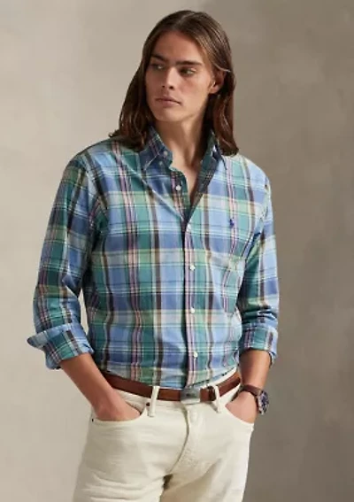 Classic Fit Plaid Poplin Shirt