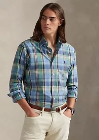 Classic Fit Plaid Poplin Shirt