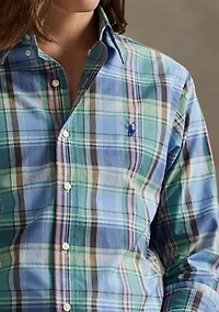 Classic Fit Plaid Poplin Shirt