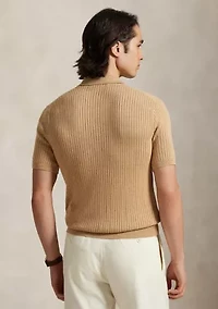 Men's Rib-Knit Cotton Johnny-Collar Sweater