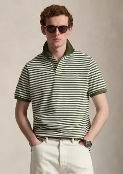 Classic Fit Striped Mesh Polo Shirt
