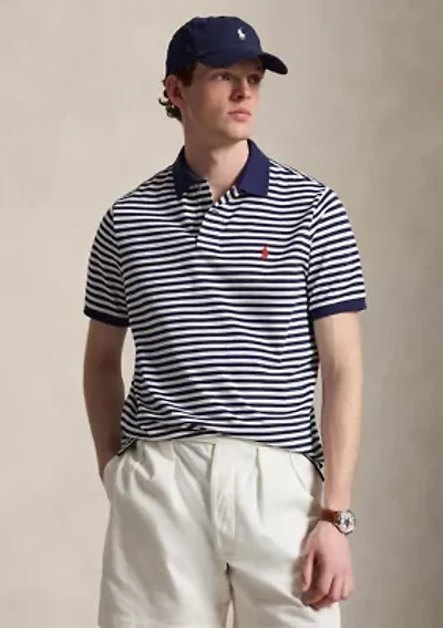 Classic Fit Striped Mesh Polo Shirt
