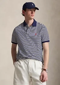 Classic Fit Striped Mesh Polo Shirt