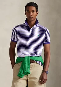 Classic Fit Striped Mesh Polo Shirt