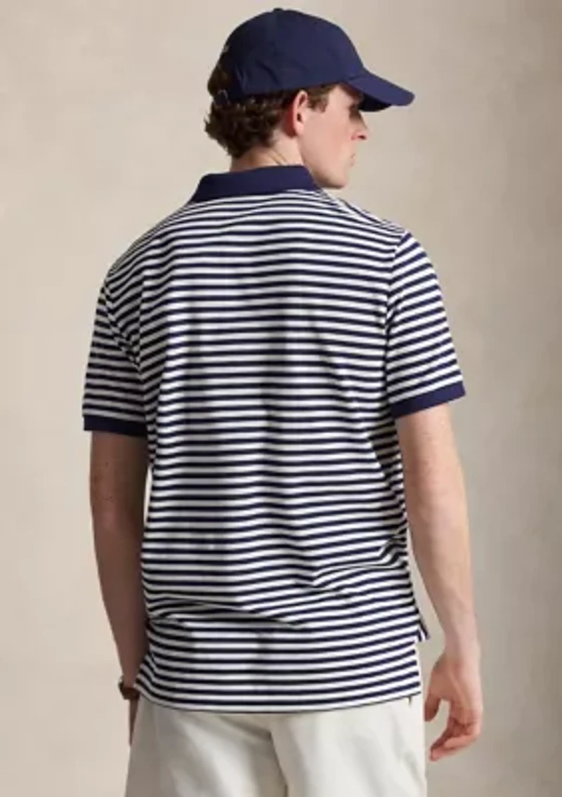 Classic Fit Striped Mesh Polo Shirt