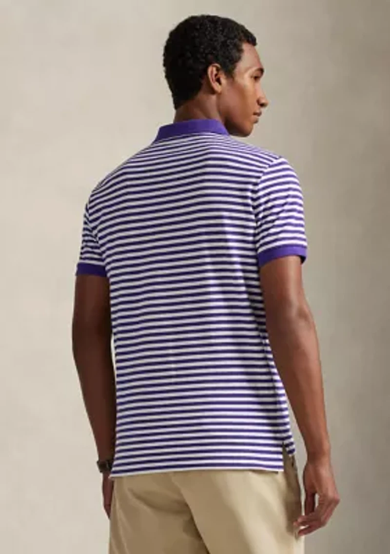 Classic Fit Striped Mesh Polo Shirt