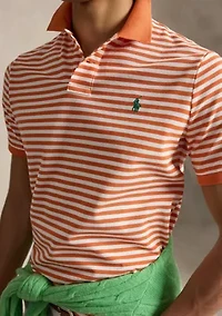 Classic Fit Striped Mesh Polo Shirt