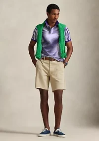 Classic Fit Striped Mesh Polo Shirt