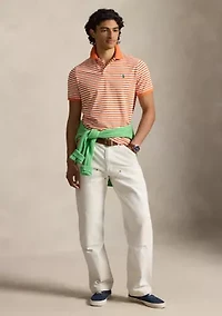 Classic Fit Striped Mesh Polo Shirt