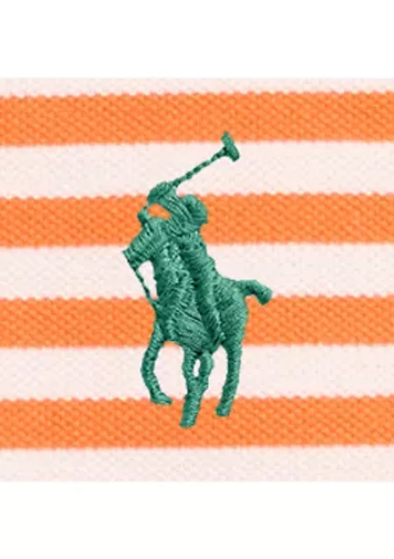 Classic Fit Striped Mesh Polo Shirt