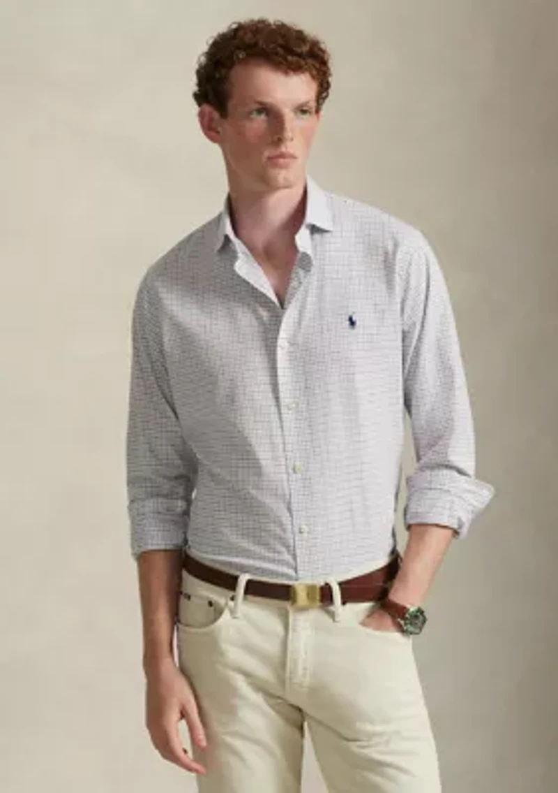 Classic Fit Plaid Stretch Poplin Shirt