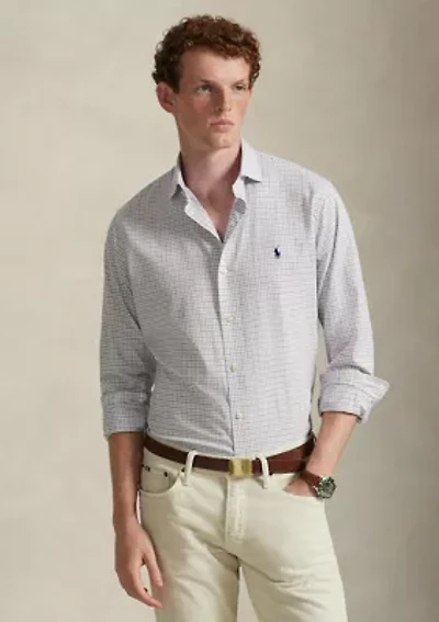 Classic Fit Plaid Stretch Poplin Shirt