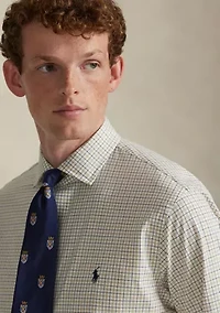 Classic Fit Plaid Stretch Poplin Shirt