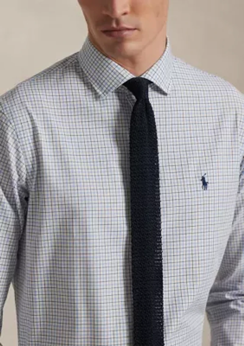 Classic Fit Plaid Stretch Poplin Shirt