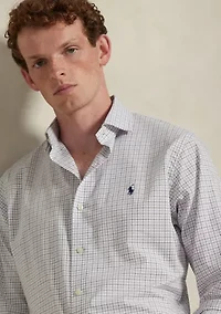 Classic Fit Plaid Stretch Poplin Shirt