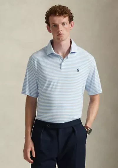 Men's Classic Striped Soft Cotton Polo Shirt