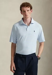 Men's Classic Striped Soft Cotton Polo Shirt