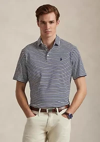 Men's Classic Striped Soft Cotton Polo Shirt
