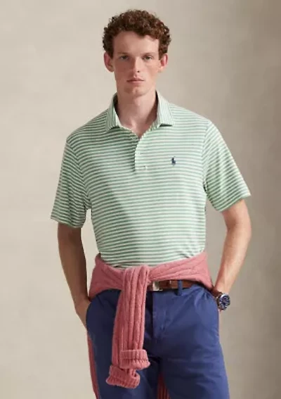 Men's Classic Striped Soft Cotton Polo Shirt