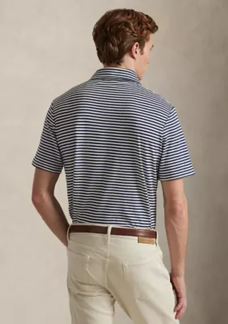 Men's Classic Striped Soft Cotton Polo Shirt