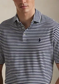 Men's Classic Striped Soft Cotton Polo Shirt