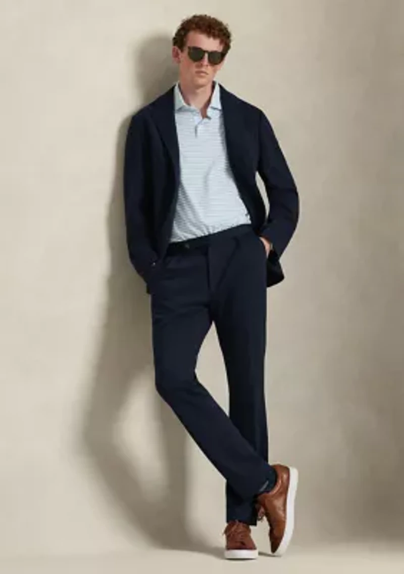 Men's Classic Striped Soft Cotton Polo Shirt