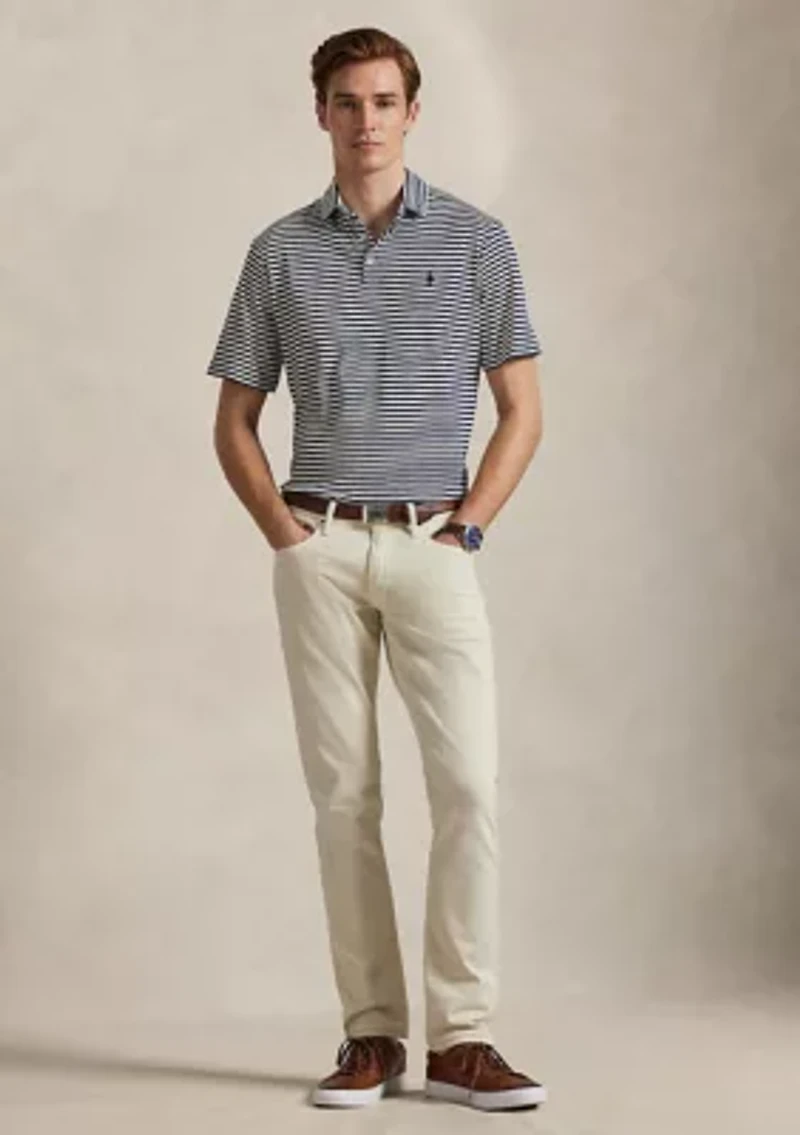 Men's Classic Striped Soft Cotton Polo Shirt