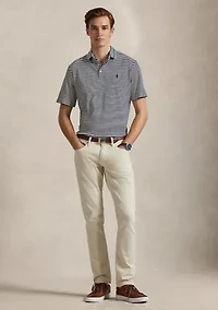 Men's Classic Striped Soft Cotton Polo Shirt