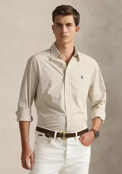 Classic Fit Striped Stretch Poplin Shirt
