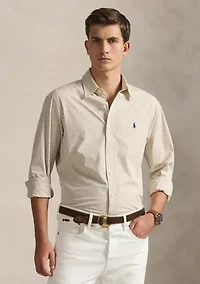 Classic Fit Striped Stretch Poplin Shirt