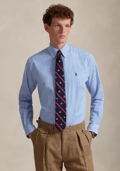 Classic Fit Striped Stretch Poplin Shirt