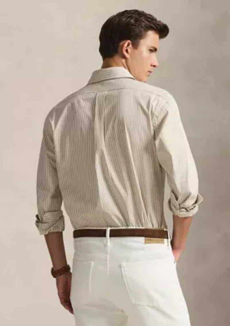 Classic Fit Striped Stretch Poplin Shirt