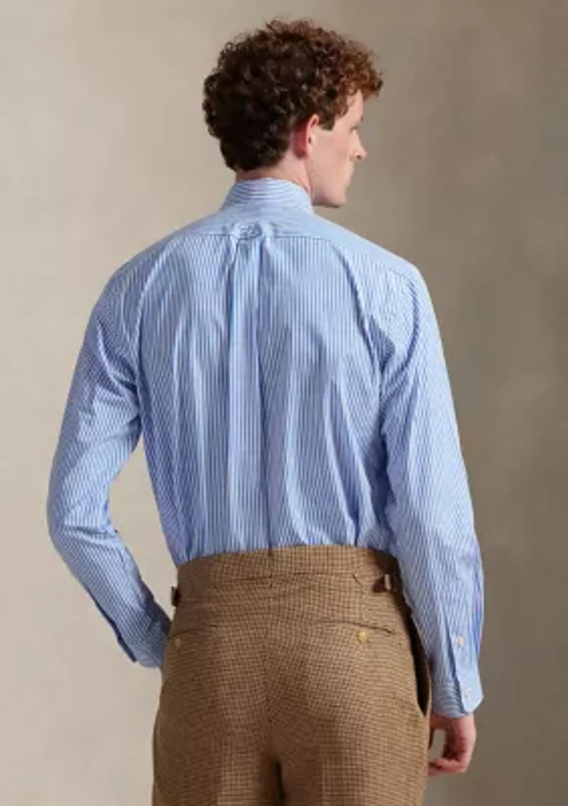 Classic Fit Striped Stretch Poplin Shirt