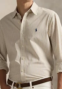 Classic Fit Striped Stretch Poplin Shirt