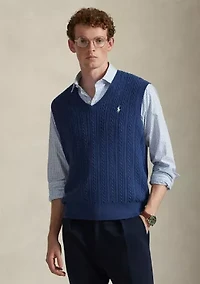 Men's Cable-Knit Cotton Sweater Vest